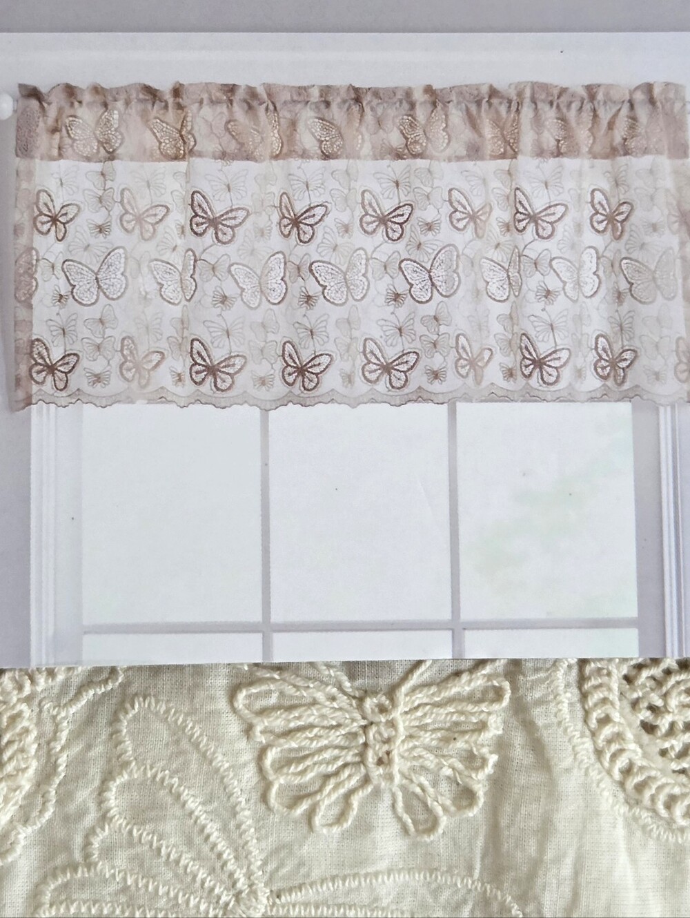 Simply Shabby Chic Rachel Ashwell Eyelet Embroidered Butterflies Valance Curtain - Picture 3 of 9
